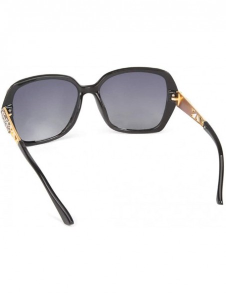 Rectangular Polarized Sunglasses Women Men Retro Brand Sun Glasses - Black - CJ18UIRMIDG $11.59