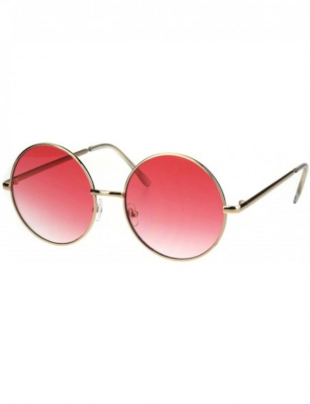 Round Round Circle Metal Frame Sunglasses Womens Fashion UV 400 - Gold (Red) - CZ18KG486R9 $9.30