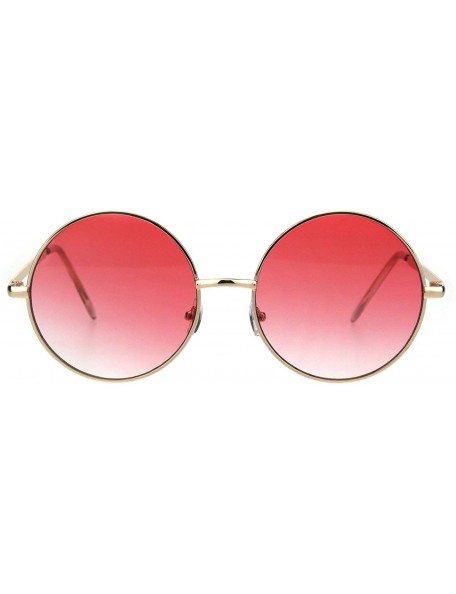 Round Round Circle Metal Frame Sunglasses Womens Fashion UV 400 - Gold (Red) - CZ18KG486R9 $9.30