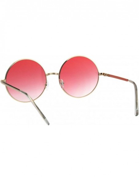 Round Round Circle Metal Frame Sunglasses Womens Fashion UV 400 - Gold (Red) - CZ18KG486R9 $9.30