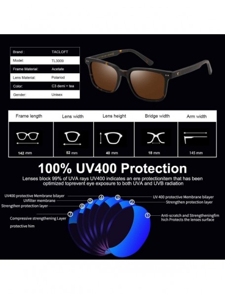 Rectangular rectangular Polarized Sunglasses Unisex Memory-Acetate Frame Luxury Sun Glasses For Men/Women tl3009 - CJ18WQNX24...