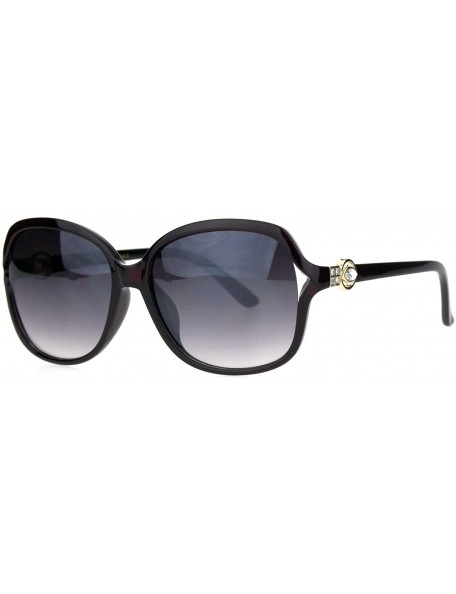 Oversized Womens Rhinestone Jewel Luxury Large Rectangular Butterfly Plastic Sunglasses - Burgundy Smoke - CN18HZRU8DQ $13.58
