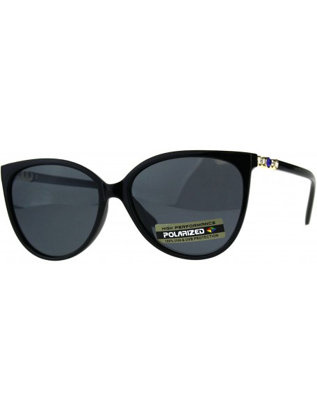 Butterfly Womens Polarized Lens Sunglasses Rhinestone Fashion Butterfly Frame - Black Blue Stone - CA18CXWL0ZX $22.89