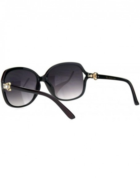 Oversized Womens Rhinestone Jewel Luxury Large Rectangular Butterfly Plastic Sunglasses - Burgundy Smoke - CN18HZRU8DQ $13.58