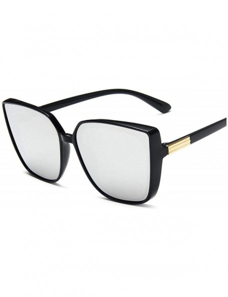 Square Cateye Designer Sunglasses Women 2019 Retro Square Glasses Women/Men Luxury Oculos De Sol - Black Silver - CH199COR6TZ...