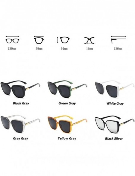 Square Cateye Designer Sunglasses Women 2019 Retro Square Glasses Women/Men Luxury Oculos De Sol - Black Silver - CH199COR6TZ...