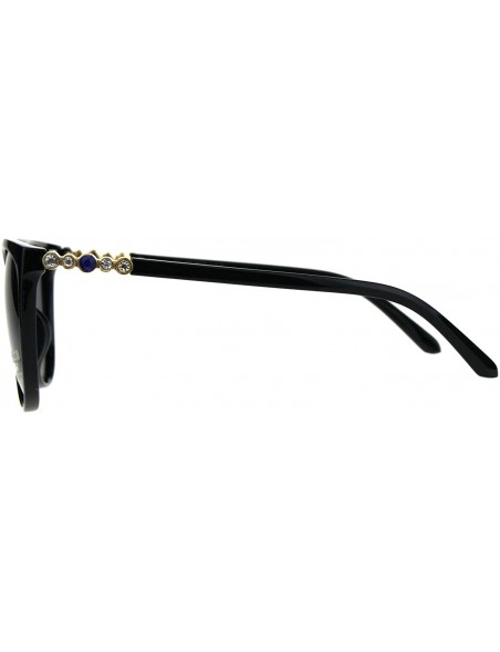 Butterfly Womens Polarized Lens Sunglasses Rhinestone Fashion Butterfly Frame - Black Blue Stone - CA18CXWL0ZX $12.05