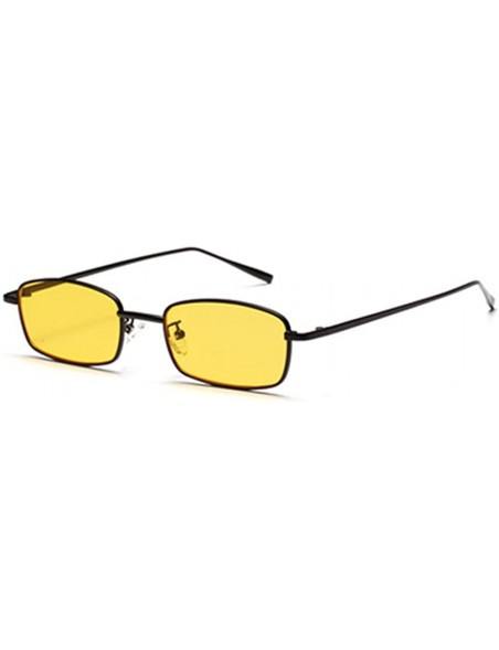 Rectangular Tiny Sunglasses Men Retro Small Rectangle Sun Glasses Women Summer 2018 UV400 - Yellow - CL18E5DNOTD $10.79