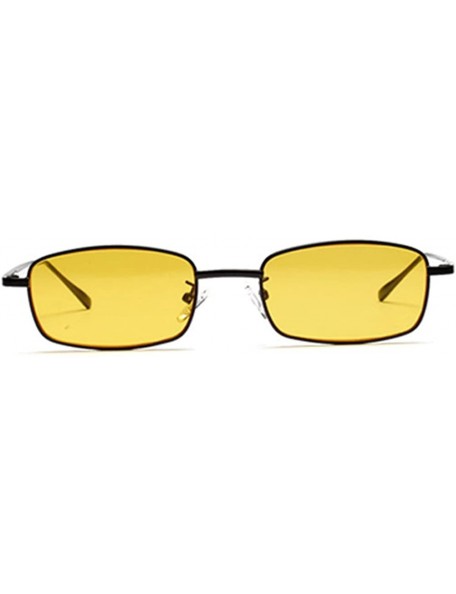 Rectangular Tiny Sunglasses Men Retro Small Rectangle Sun Glasses Women Summer 2018 UV400 - Yellow - CL18E5DNOTD $10.79