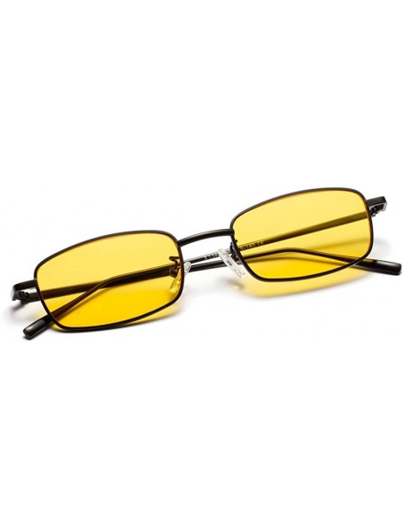 Rectangular Tiny Sunglasses Men Retro Small Rectangle Sun Glasses Women Summer 2018 UV400 - Yellow - CL18E5DNOTD $10.79