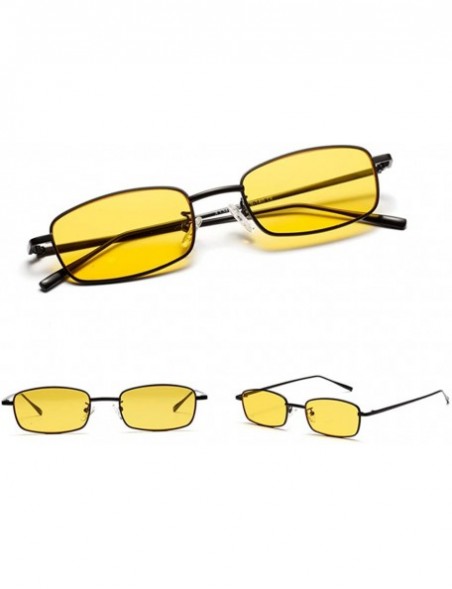 Rectangular Tiny Sunglasses Men Retro Small Rectangle Sun Glasses Women Summer 2018 UV400 - Yellow - CL18E5DNOTD $10.79