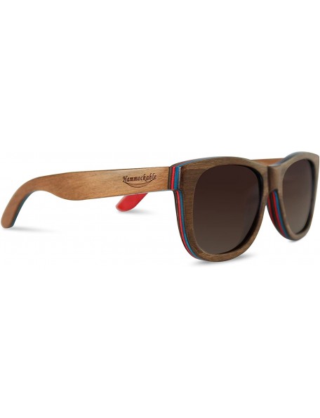 Square Handmade Maple Wood Sunglasses - Polarized UV400 Lenses in a Wooden Wayfarer that Floats! - CM17YAGRNRU $50.25
