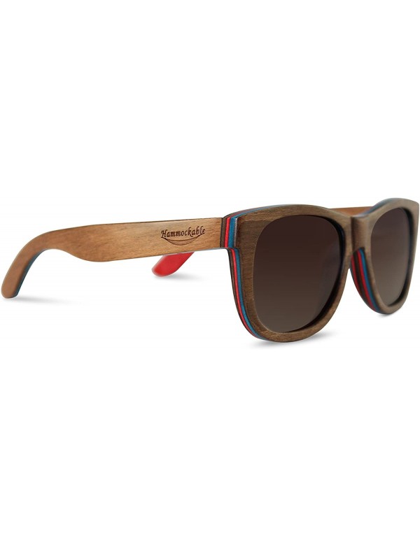 Square Handmade Maple Wood Sunglasses - Polarized UV400 Lenses in a Wooden Wayfarer that Floats! - CM17YAGRNRU $50.25