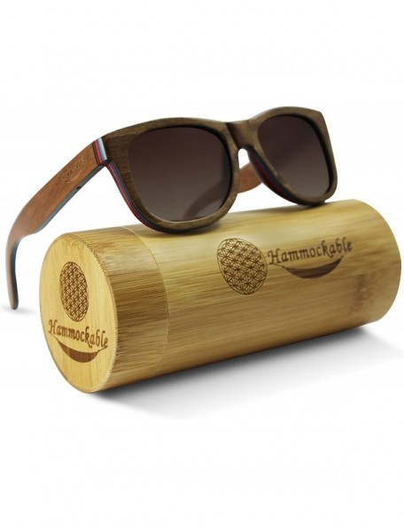 Square Handmade Maple Wood Sunglasses - Polarized UV400 Lenses in a Wooden Wayfarer that Floats! - CM17YAGRNRU $50.25