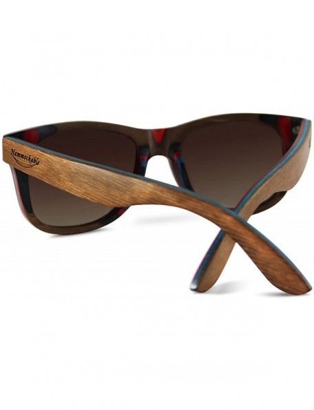 Square Handmade Maple Wood Sunglasses - Polarized UV400 Lenses in a Wooden Wayfarer that Floats! - CM17YAGRNRU $50.25