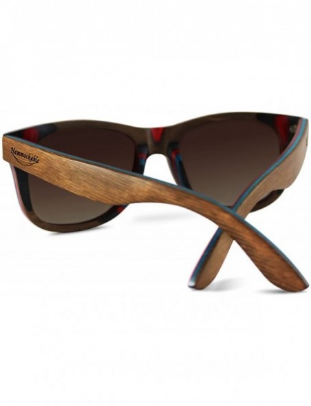 Square Handmade Maple Wood Sunglasses - Polarized UV400 Lenses in a Wooden Wayfarer that Floats! - CM17YAGRNRU $50.25