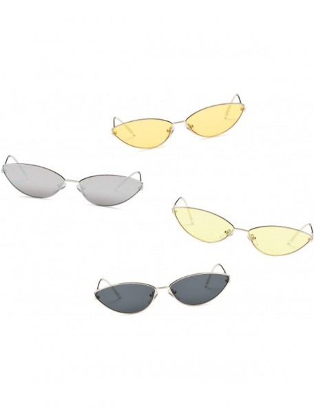 Oversized Metal Small Oval Round Cat Eye Fashion Sunglasses - Silver - CW18IOUHA6Z $10.92