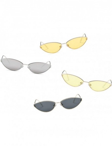 Oversized Metal Small Oval Round Cat Eye Fashion Sunglasses - Silver - CW18IOUHA6Z $10.92