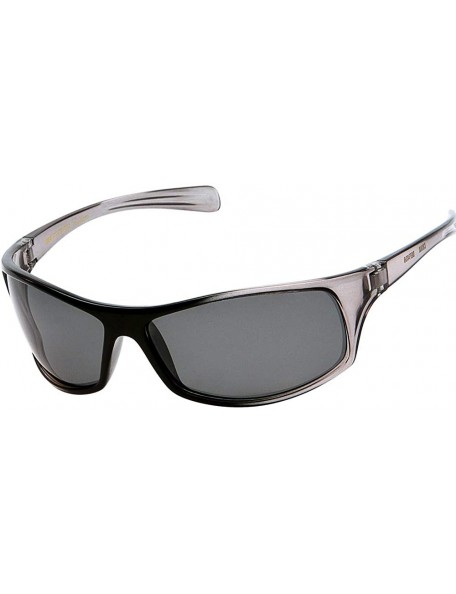 Wrap Proper POLARIZED Sunglasses Mens Sports Wrap Fishing Golfing Driving Glasses - Clear Black Smoked - CX1963M5HDO $17.19