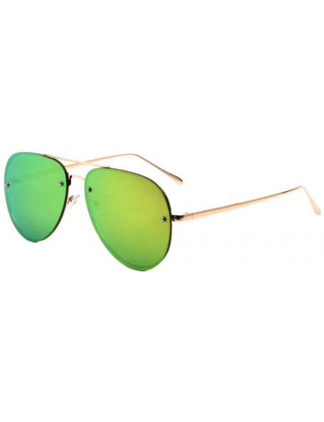 Rimless Rimless Color Mirror Lens Classic Frame Aviator Sunglasses - Pink Green - C5190IZ673C $25.91