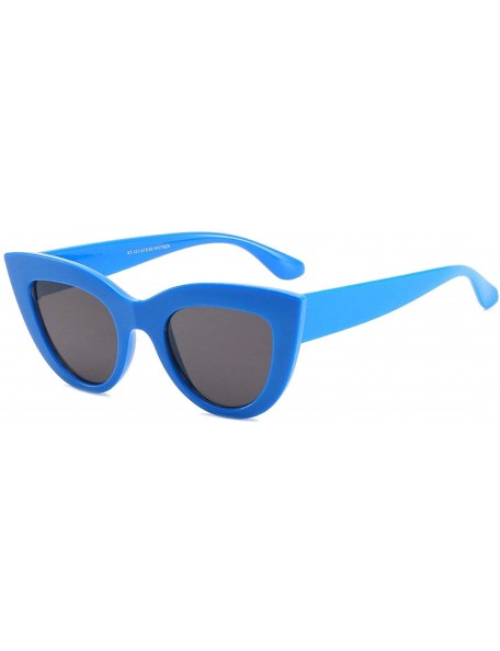 Oversized Classic Retro Designer Style Vintage Cat Eye Sunglasses for Unisex Plastic AC UV 400 Protection Sunglasses - Blue -...