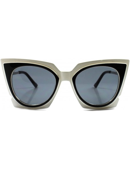 Cat Eye Transparent Frame Lens Stylish Womens Classic Vintage Cat Eye Sunglasses - White - CF1892G4U4W $23.29
