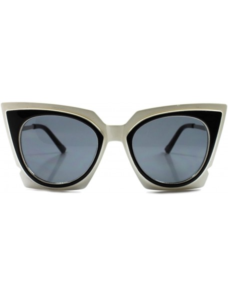 Cat Eye Transparent Frame Lens Stylish Womens Classic Vintage Cat Eye Sunglasses - White - CF1892G4U4W $13.79