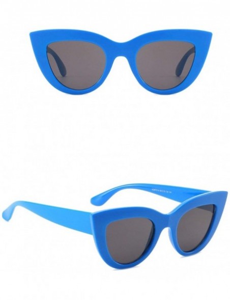 Oversized Classic Retro Designer Style Vintage Cat Eye Sunglasses for Unisex Plastic AC UV 400 Protection Sunglasses - Blue -...