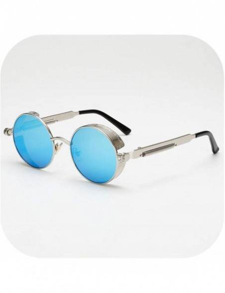 Round Metal Steampunk Sunglasses Men Women Fashion Round Glasses Design Vintage UV400 Eyewear Shades - 10 - CA197A29TUZ $32.87
