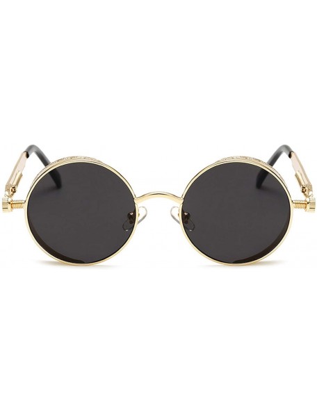 Round Metal Steampunk Sunglasses Men Women Fashion Round Glasses Design Vintage UV400 Eyewear Shades - 10 - CA197A29TUZ $32.87