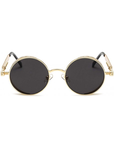 Round Metal Steampunk Sunglasses Men Women Fashion Round Glasses Design Vintage UV400 Eyewear Shades - 10 - CA197A29TUZ $32.87