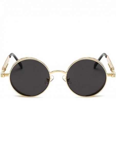 Round Metal Steampunk Sunglasses Men Women Fashion Round Glasses Design Vintage UV400 Eyewear Shades - 10 - CA197A29TUZ $32.87