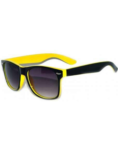 Wayfarer Fashion Style Vintage Two - Tone Wayfarer Smoke Lens Sunglasses Retro - Yellow - CL11P0AB9LF $8.72
