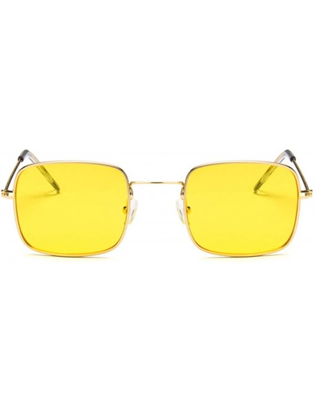 Rimless Vintage Small Square Sunglasses Women Red Yellow Clear Lens Sun Glasses Lady Retro Female Ocean Eyewear - Black - C11...