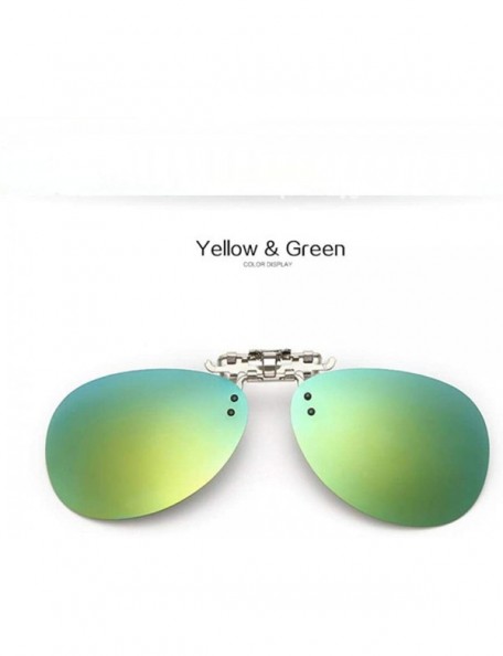 Goggle Pilot Polarized Clip On Sunglasses Men Women Night Vision Goggles Glasses Black - Yellow Green - CH18XE9DWAD $9.14