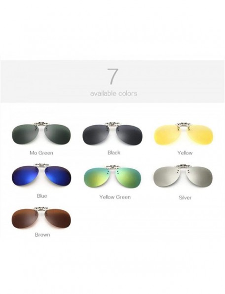Goggle Pilot Polarized Clip On Sunglasses Men Women Night Vision Goggles Glasses Black - Yellow Green - CH18XE9DWAD $9.14