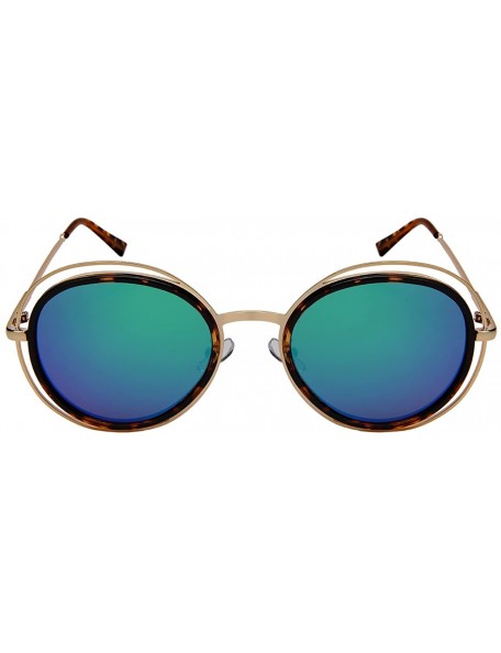 Oval Oval Shaped Cut Out Sunglasses with Flat Colored Mirror Lens 3305-FLREV - Tortoise+gold - CL18455L0N0 $9.80