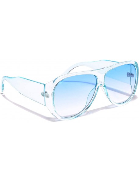 Semi-rimless Women's Oversized Fashion Sunglasses Plastic Frame - Blue - C218WHC5R2E $21.09