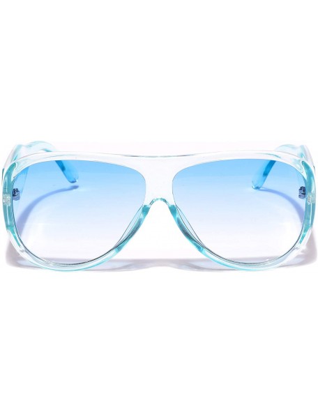 Semi-rimless Women's Oversized Fashion Sunglasses Plastic Frame - Blue - C218WHC5R2E $10.27