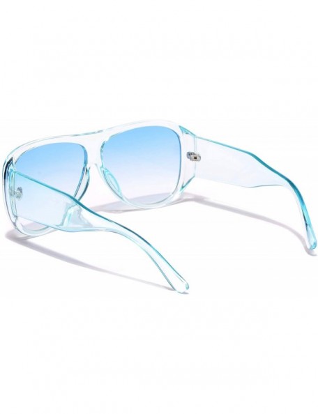 Semi-rimless Women's Oversized Fashion Sunglasses Plastic Frame - Blue - C218WHC5R2E $10.27