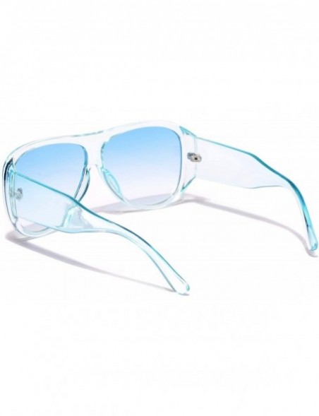Semi-rimless Women's Oversized Fashion Sunglasses Plastic Frame - Blue - C218WHC5R2E $10.27