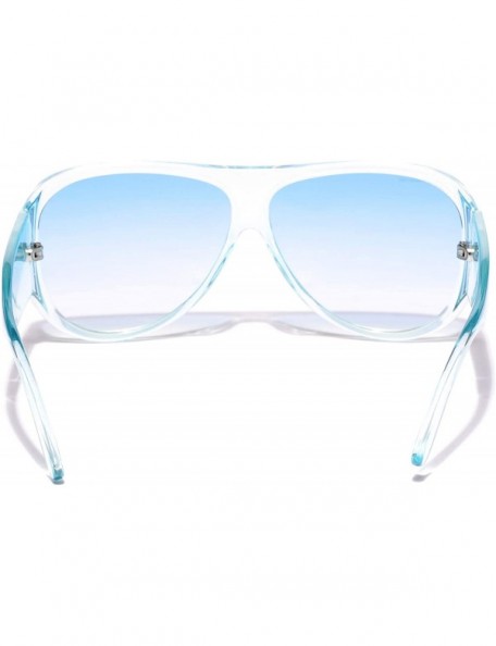 Semi-rimless Women's Oversized Fashion Sunglasses Plastic Frame - Blue - C218WHC5R2E $10.27