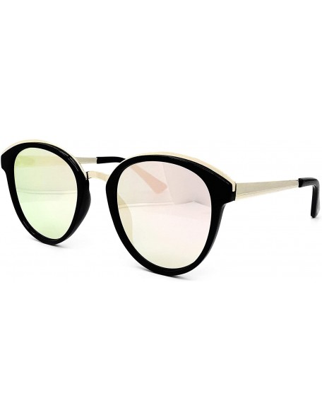 Sport 652 Premium Women Man Brand Designer Round Oval Style Mirrored Fashion Aviator Sunglasses652 - Black Rosegold - CT18H5L...