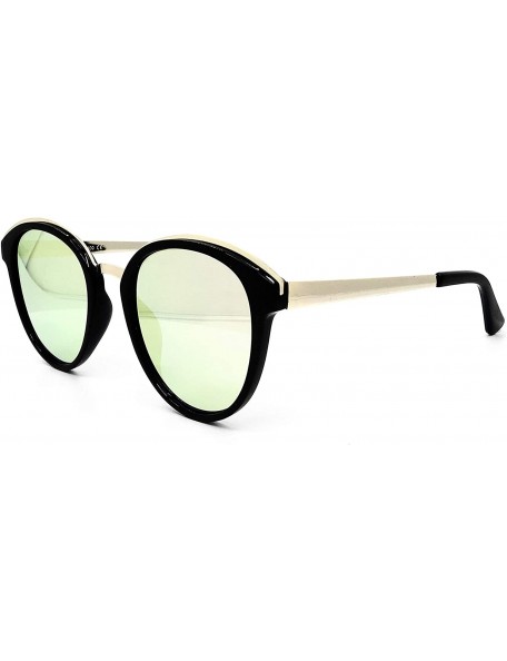 Sport 652 Premium Women Man Brand Designer Round Oval Style Mirrored Fashion Aviator Sunglasses652 - Black Rosegold - CT18H5L...