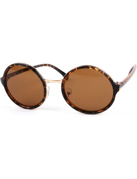 Round Unisex Hippie Vintage Retro Round Sunglasses Frame P2092 - Tortoise-brown Lens - CJ11EP8KA95 $16.80
