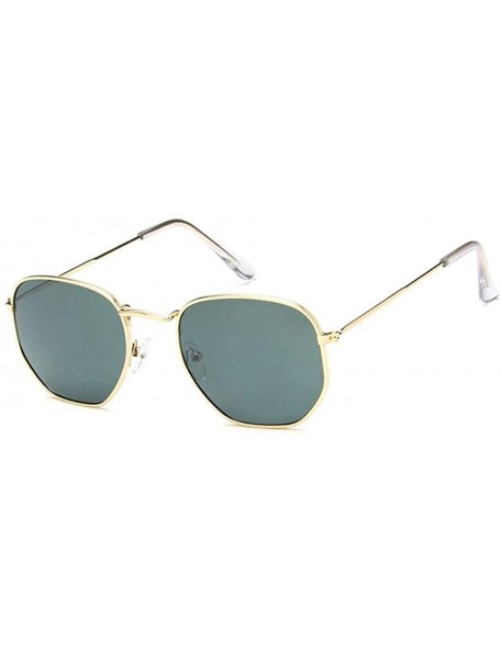 Wrap Retro Round Sunglasses Women Brand Designer Sun Glasses for Women Alloy Mirror Sunglasses - Gold Deepgreen - CM19087UWT5...