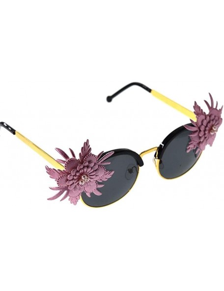 Cat Eye 2020 Handmade Luxury Flower Cat Eye Sunglasses Women Baroque Retro Sun Glasses Vintage Ladies Shades Eyewear - C2 - C...
