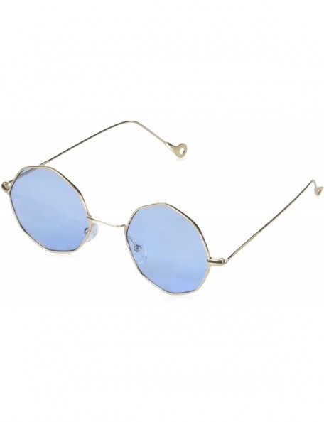 Round Memory Lane Round Sunglasses - Gold/Blue - C018WE5KRKA $18.59