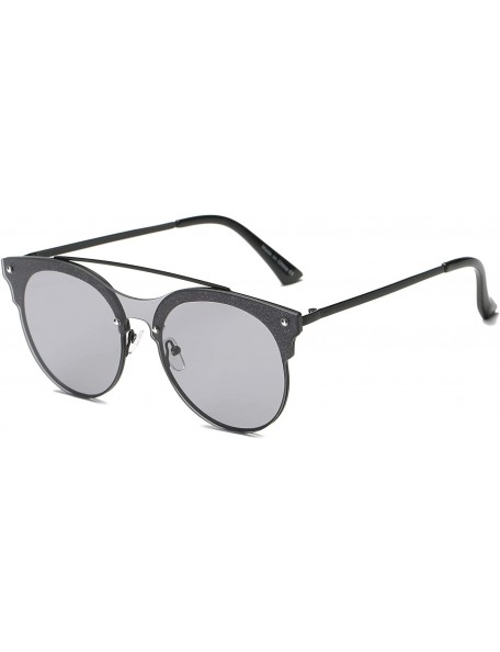 Goggle Women Brow-Bar Fashion Round Tinted Lens Cat Eye UV Protection Sunglasses - Grey - C918WR9T48U $19.02