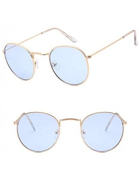 Round Sunglasses Mirror Classic Glasses Driving - Goldoceanblue - CG198MY0HHN $13.97